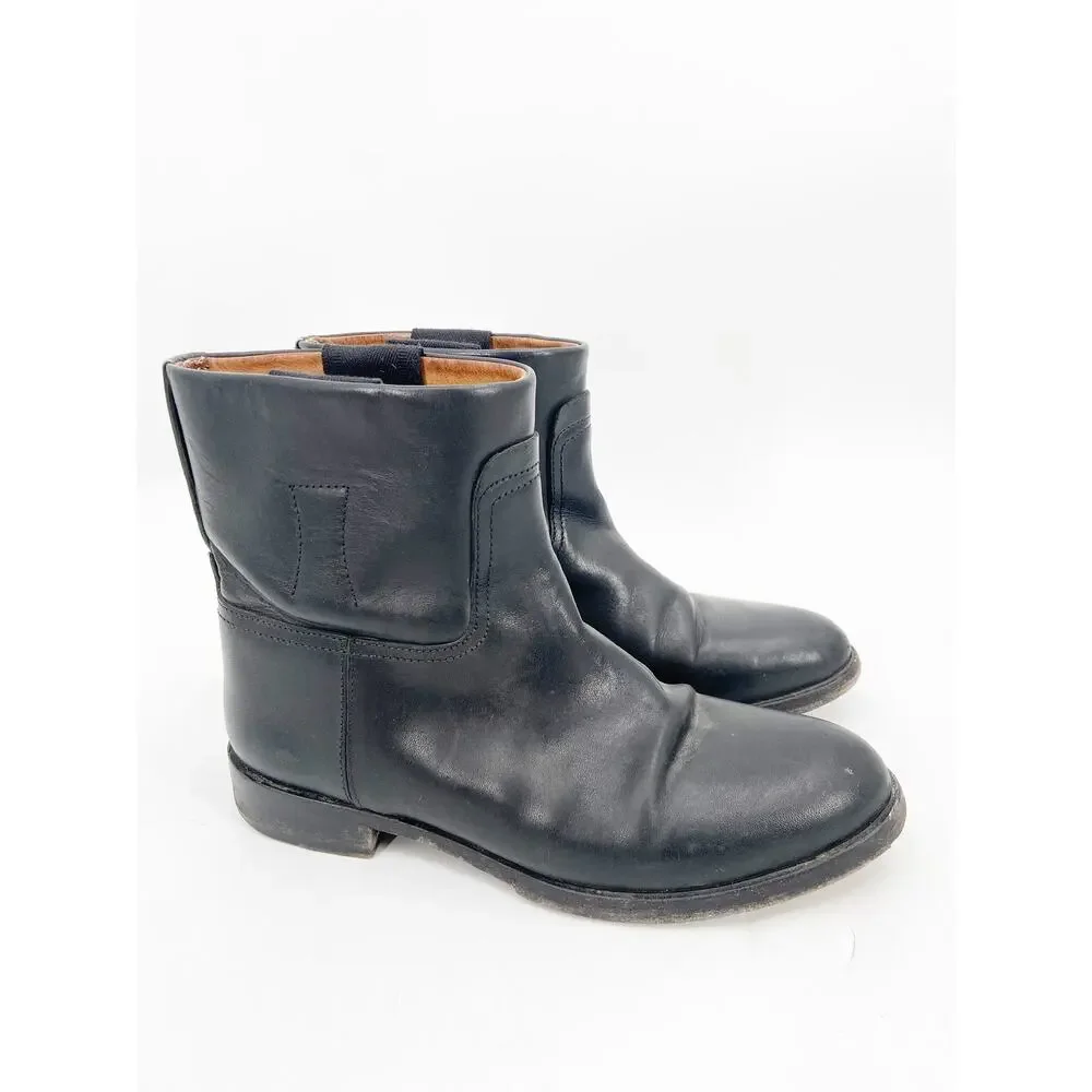 Rag & Bone Holly Black Leather Ankle‎ Boots Size 36.5